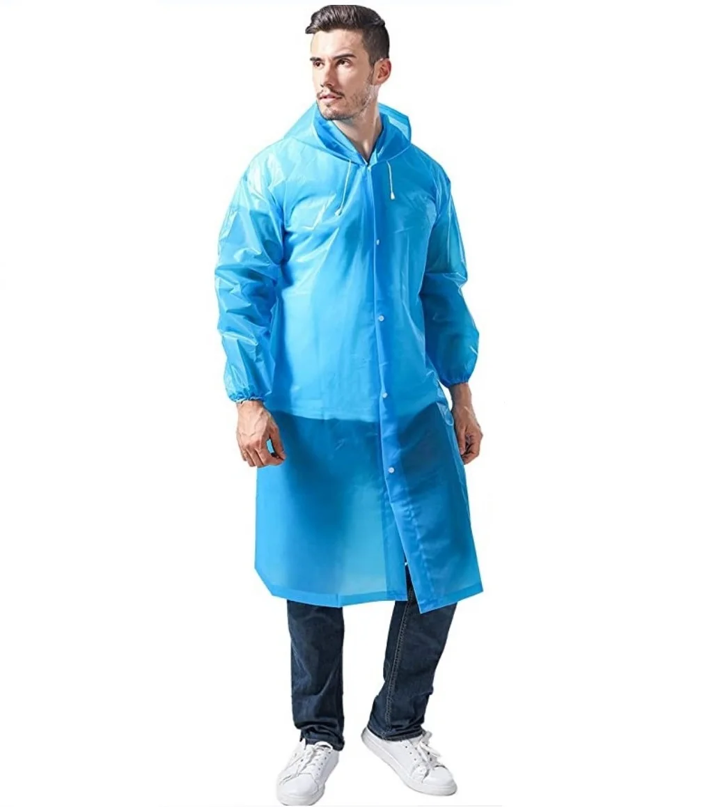 Reusable EVA light weight PEVA 100% waterproof raincoat on sales