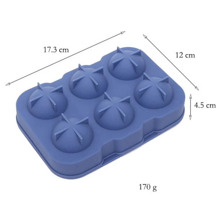 Wholesale Hot Sale BPA Free Reusable Easy Release Silicone 6 Cavity Ice Ball Mold