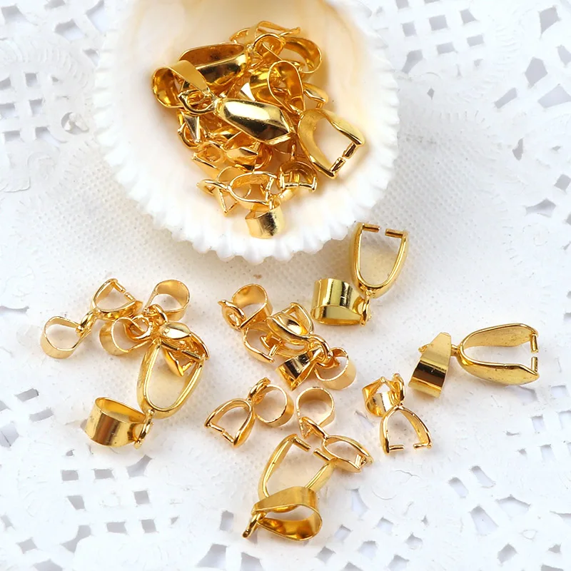 7mm Metal Clasps Pinch Clips Bails Charm Connectors Melon Seeds Pendant DIY Necklace Bracelet Connectors Jewelry Findings