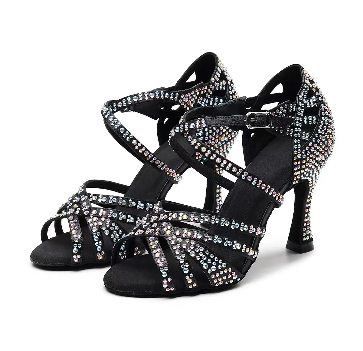 Rhinestone Dance Shoes Women Tango Salsa Latin Dance Shoes Ballroom high Heels Soft Sole Women Sandals Ladies Wedding Shoes