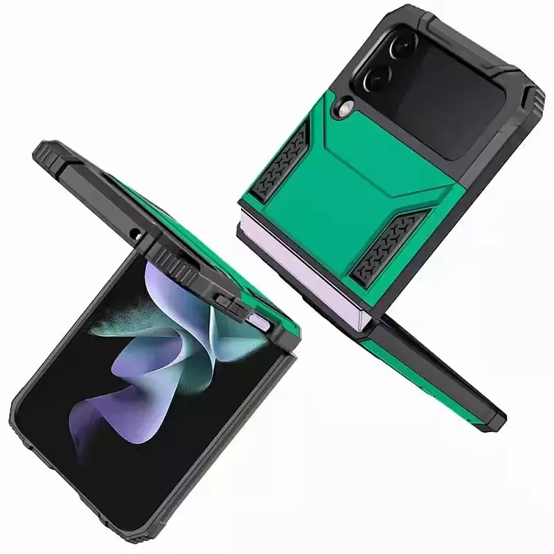 Magnetic Adsorption Car Mount Holder Plastic Silicone Phone Cover For Samsung Z Flip 4 3 Case