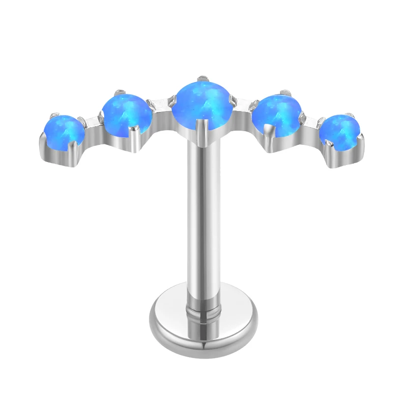 G23 Titanium Opal Internally Thread Labret ear cartilage helix Labret piercing jewelry earrings