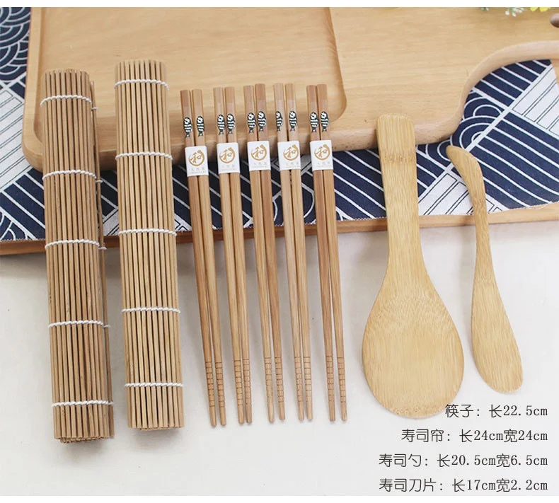 Including 2 Sushi Rolling Mats 5 Pairs Chopsticks 1 Paddle 1 Spreader Beginner Bamboo Sushi Making Kit