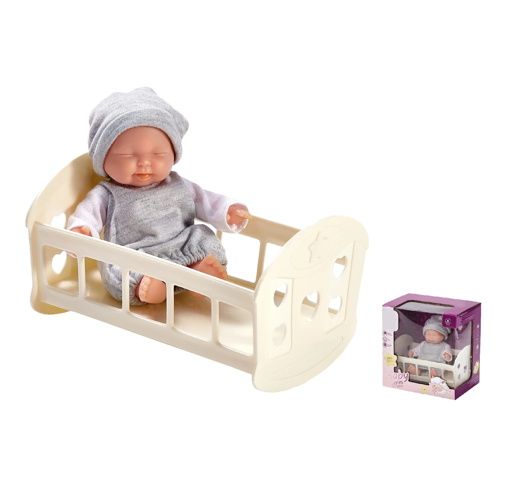 New Realistic Newborn Baby Dolls Full Body Silicone 6 Inch dolls bed cradle Lifelike Reborn Baby