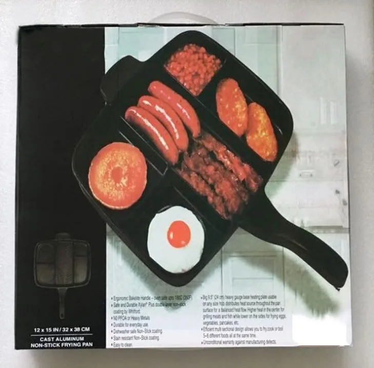 No-stick Aluminum magic frying pan multifunctional Divided 5 in 1 grill oven pan