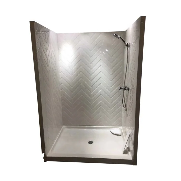 Xiamen Cultured Marble Factory Price  Resin Cultured Marble Chevron 3*8 Shower Wall Panels