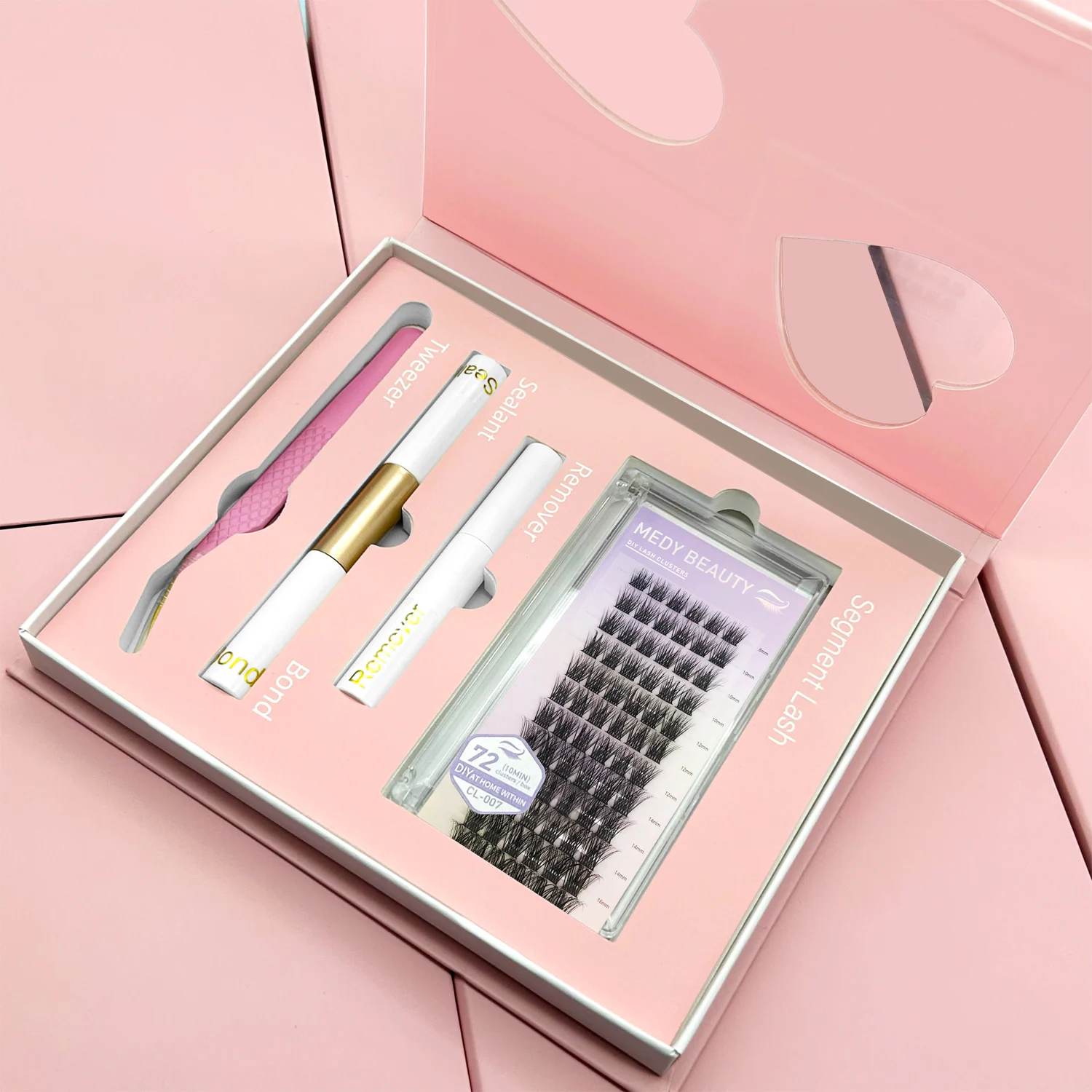 Wholesale Customizable Diy Cluster Lashes private label C D Curl Segment Pre-Cut Extension Kit Eyelashes DIY cluster lashes kit