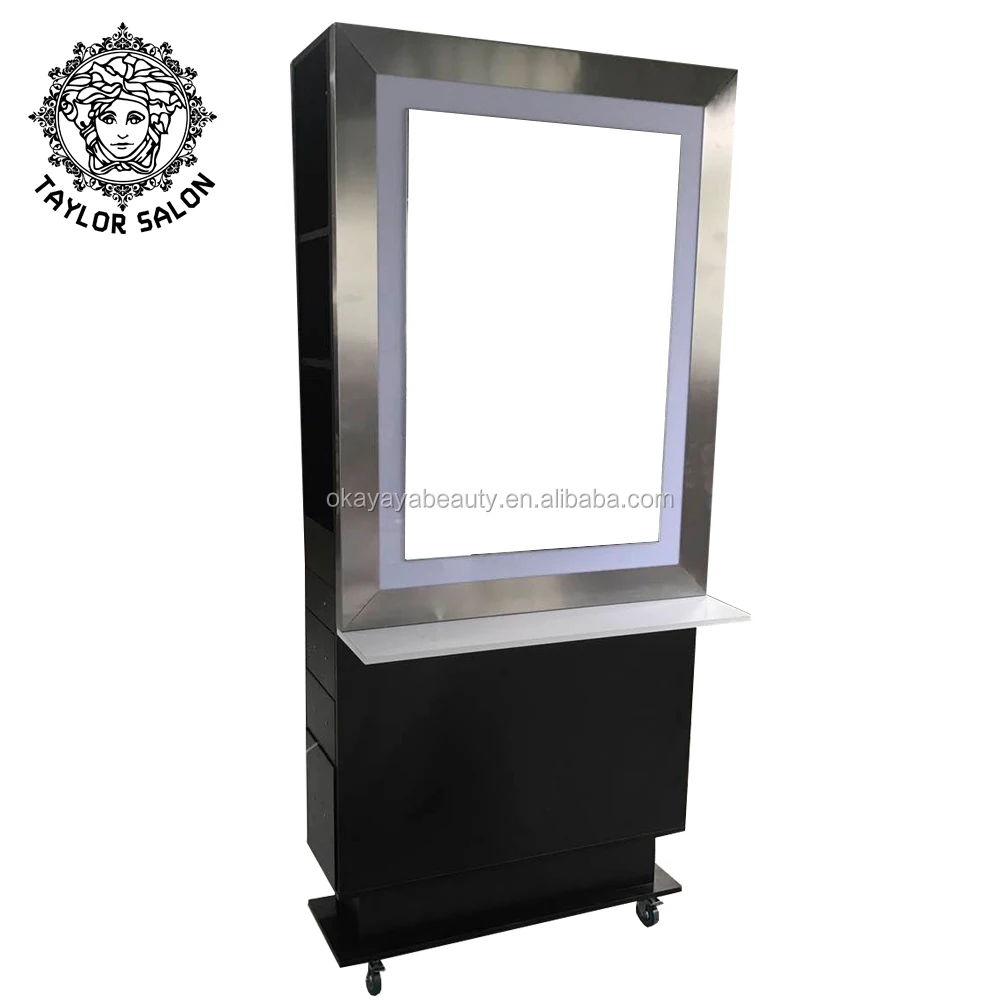 Salon hair equipment salon stations barber mirrors salon mirror station with LED light