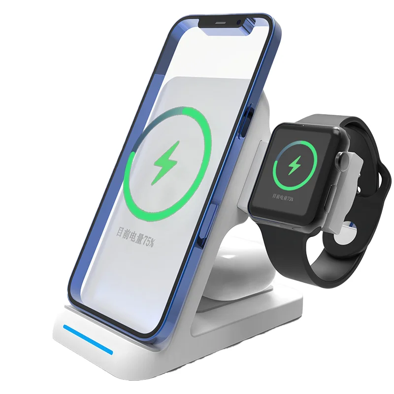 Universal Qi 15w 3 in 1 Foldable Flat Wireless Charger Mobile Phone Stand Holder Magnetic Folding Fast Charging Station