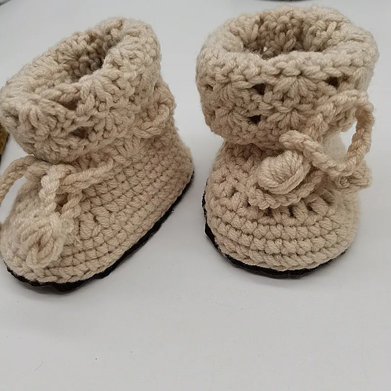 Custom Handmade knitting Pink Booties Hand Crochet Soft New Born Baby Shoes