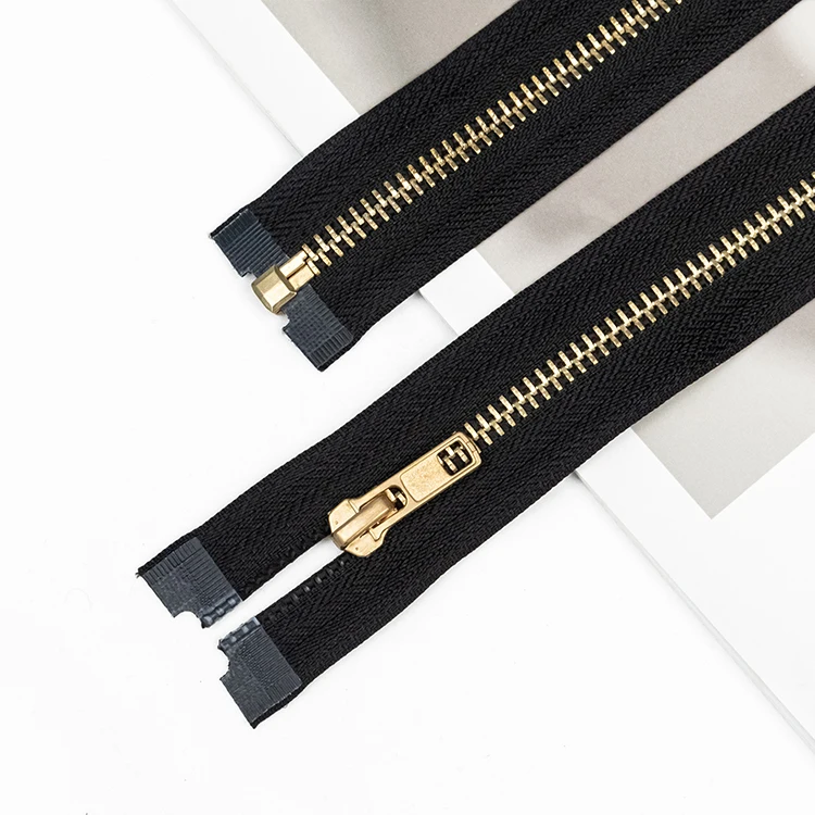 OEM Jacket bag clothing jeans cremallera brass teeth custom zip gold metal zipper Open End zipper long chain zipper