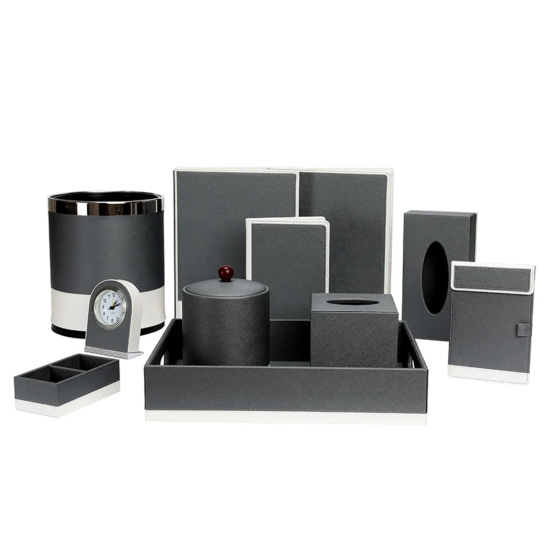 Wholesale Custom Hotel Supplies Leather Products Accessories Amenities Storage Set
