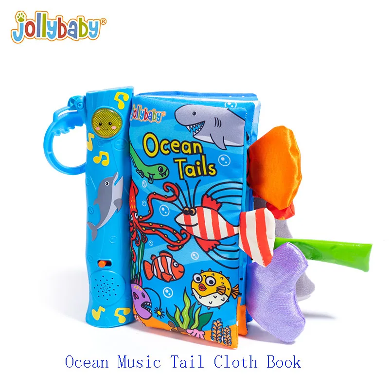 Jollybaby Touch And Feel Animal Tails English Learning Children Musical Sound Cloth Book Baby Educational Toys