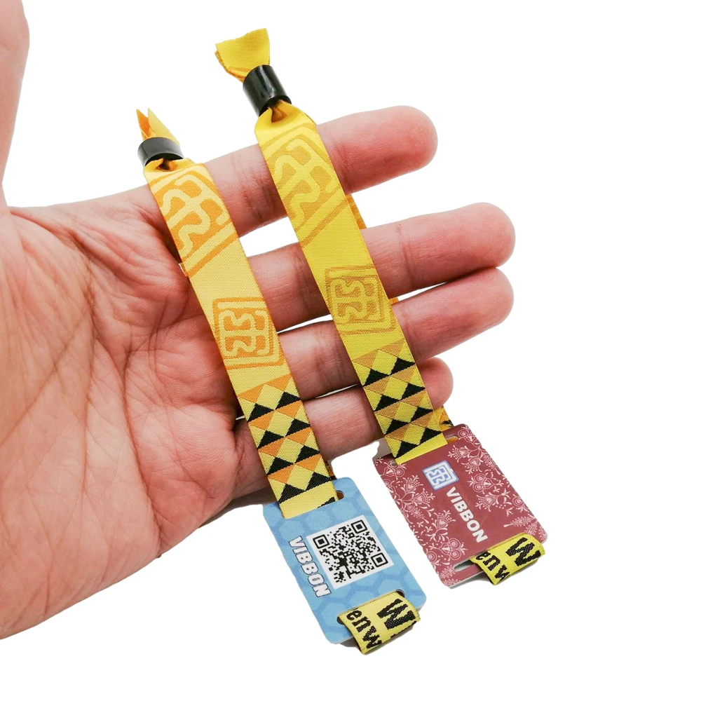 QR Code 13.56MHz NFC RFID Tracking Wristbands RFID Fabric Wristband Watch With closure for One Time Use