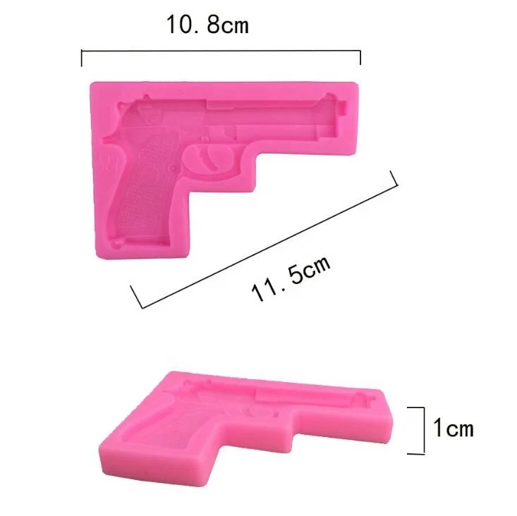 Gun Pistol 3D Soft Silicone Cake Decorating Fondant Sugar Craft Molds