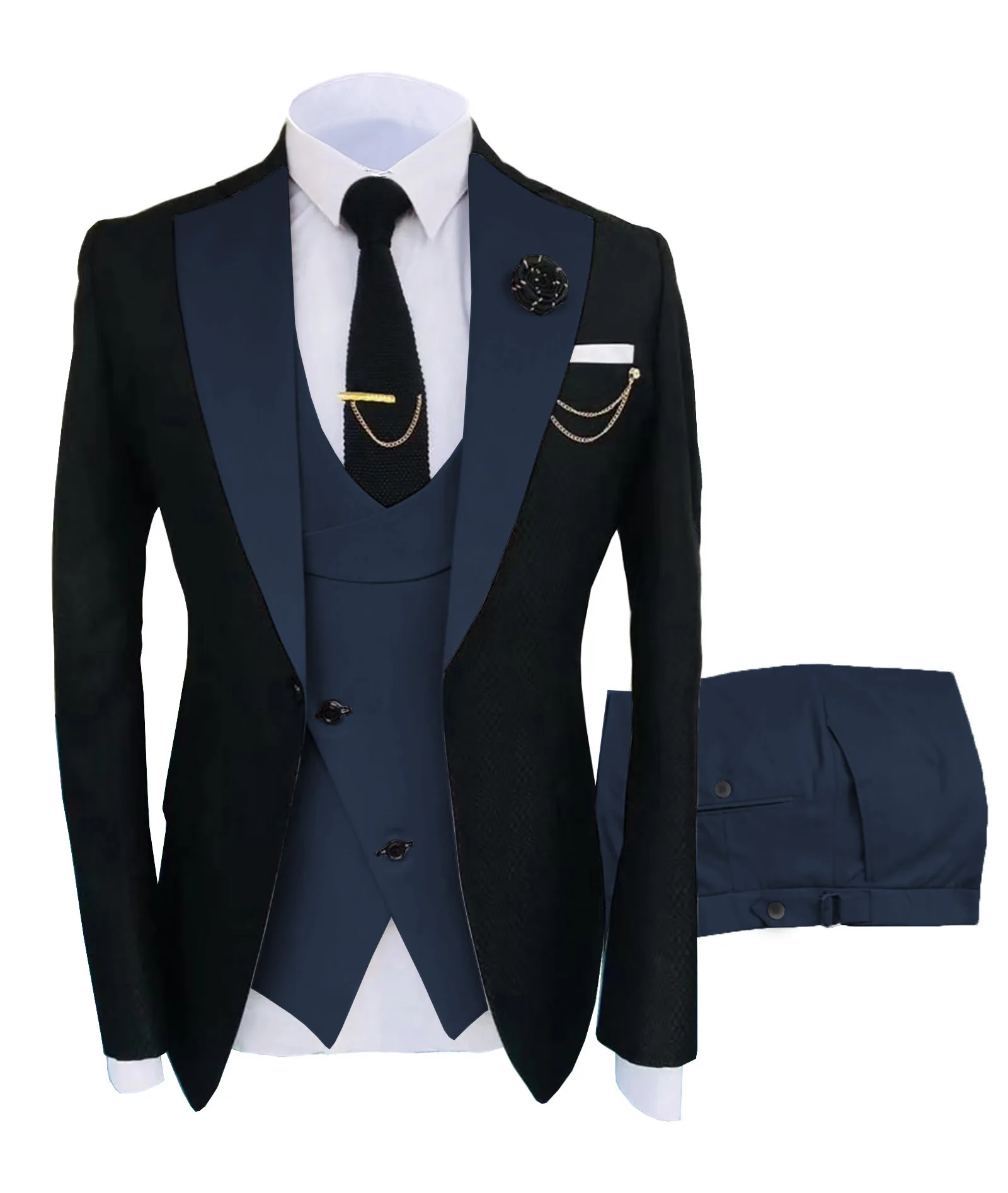Wholesale 3 Piece Set Business Coat Vest Pants Male Suits Men Wedding Suit Blazer Hombre