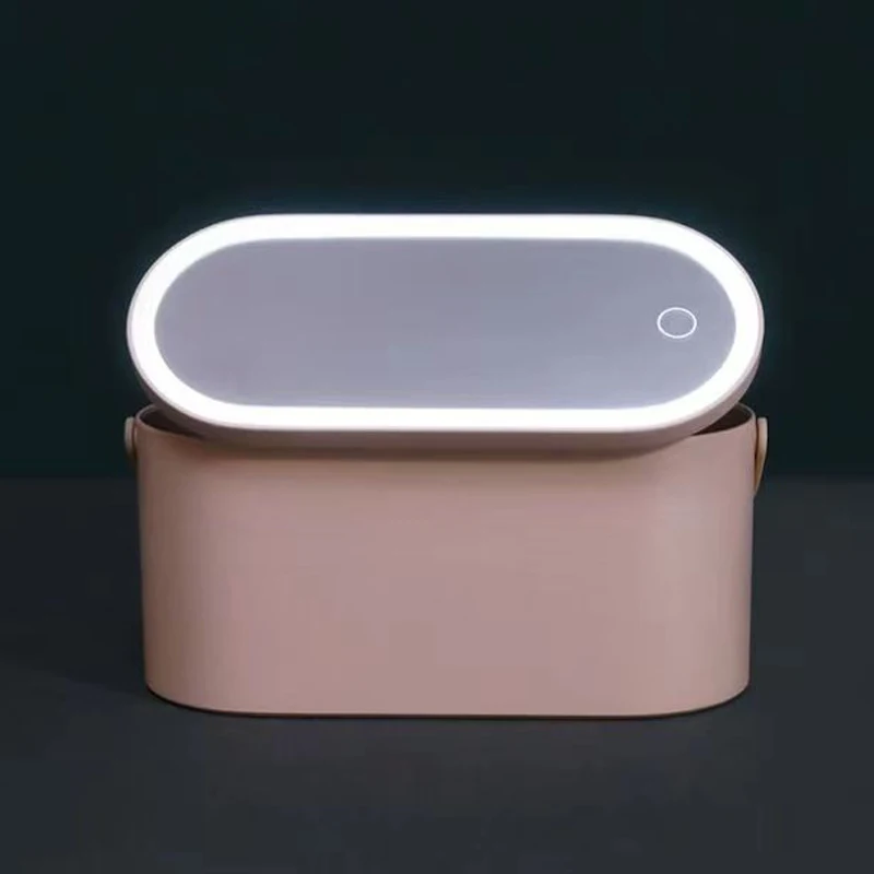 Best selling LED light vanity mirror Removable multi-function portable led makeup organizer mirror with storage box