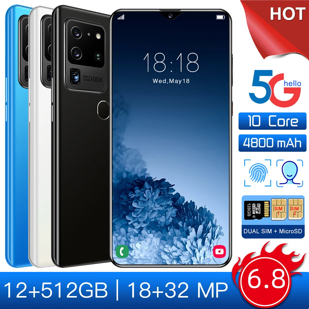 S30U Factory Direct Real 6.8inch 4G LTE Unlocked 12GB+512GB Android 5G Smart Phone Mobile Phone Fingerprint Unlock Telephone