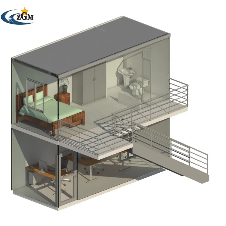 Prefab Flat Pack Homes , Two Story Container Container Houses Allstar Steel Homes Door Modern Made in China Hotel 50-150mm CE,BV