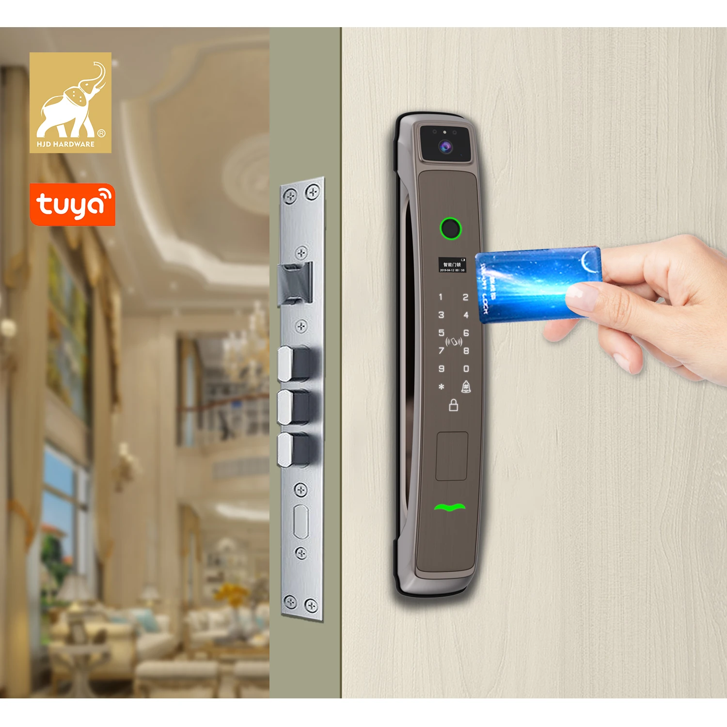 HJD 3D распознавание лица видеозапись в реальном времени внутренняя связь умный Wi-Fi автоматический отпечаток пальца дверной замок с камерой