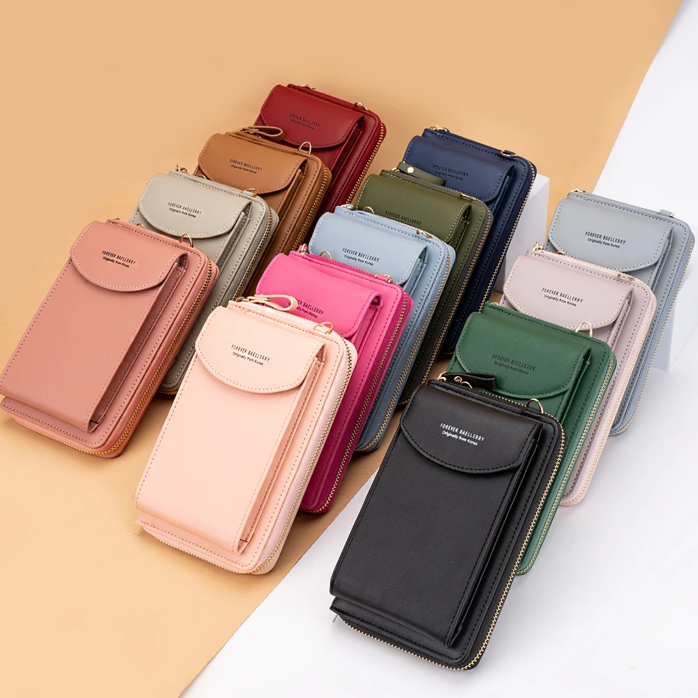 large capacity shoulder bag baellerry women Touch Screen rfid phone wallet purse for women crossbody Flap Mini Shoulder Bag