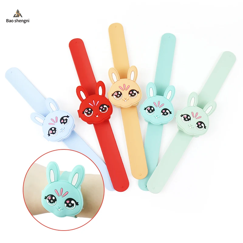Fashion OEM Digital Children Cartoon Rabbit Watches For Kids LED Snap Analog Toys Watch Kids Gift Light Wrist Watch