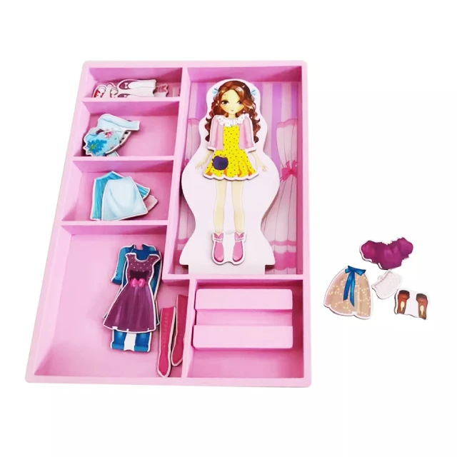 Creative Diy Magnet Wooden Puzzle Dress Up Girl Educational Toys Wooden Magnetic Children Dress Puzzle