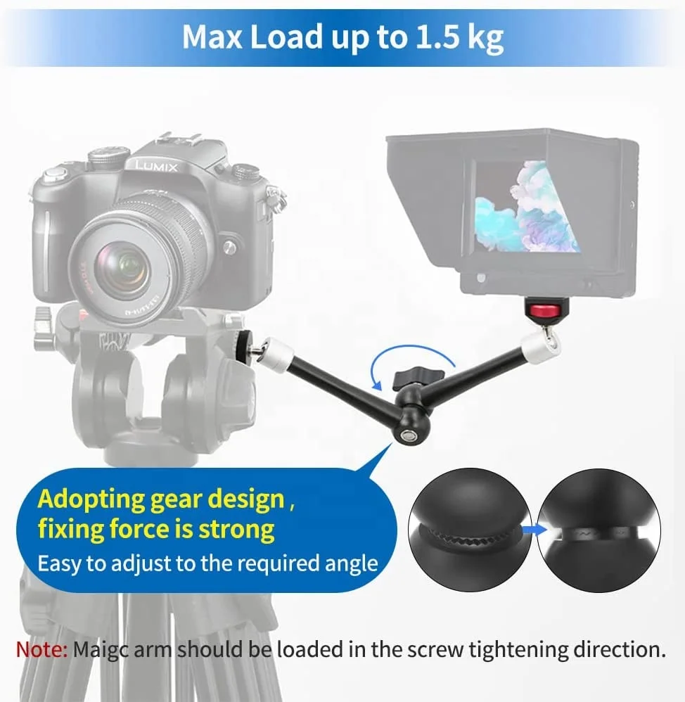 11 Inch Adjustable Articulating Friction Magic Arm Hot Shoe Mount With Quick Lock For DSLR Camera Rig LED Light