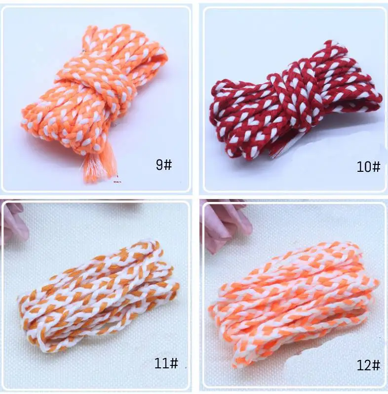 Mixcolor 5mm three-strand braid rope Curtain tying rope clothing accessories colorful braided flat rope