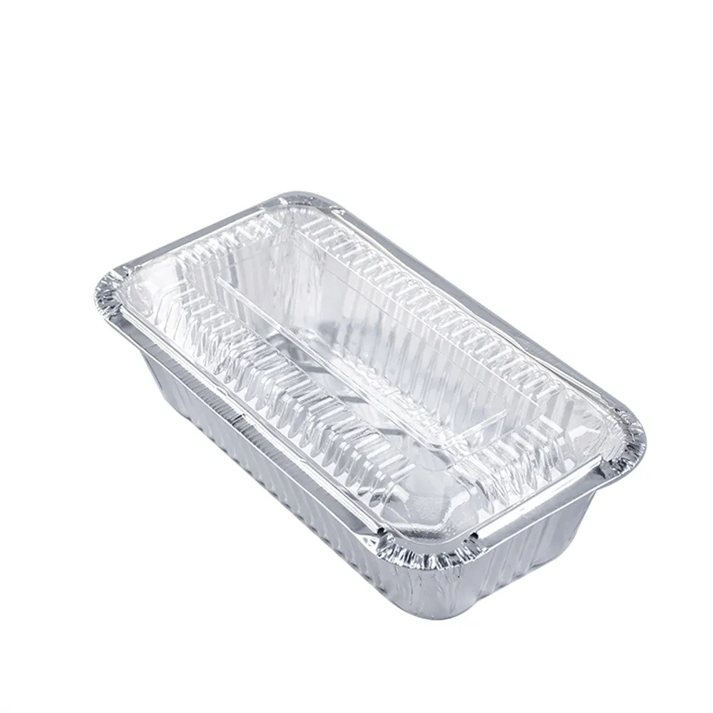 No 6a Recyclable Aluminum Foil Mini Loaf Pan 670ml Disposable Foil Tray Aluminum Foil Food Container with Plastic Lid