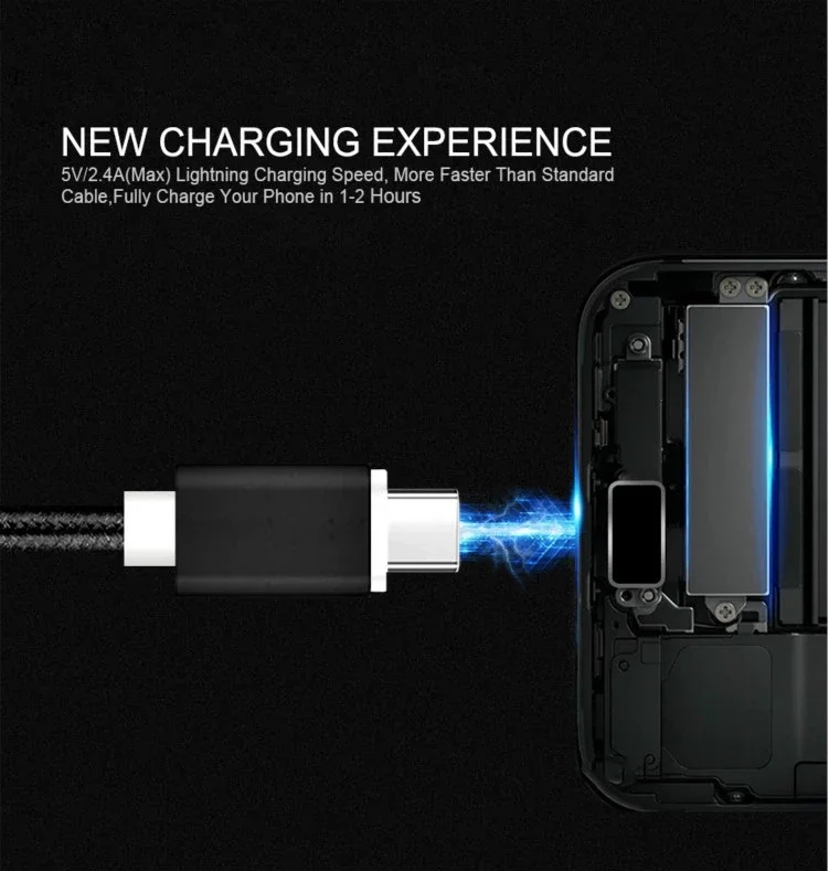 
2M 6.7FT Durable Fast Charging Nylon Braided Data Sync USB Type C Charger Cable USB-C 