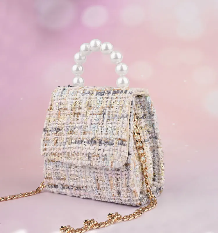 
Custom luxury clutch crystal party tweed coin purses for women 