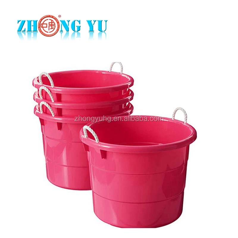 Manufacturer supply high quality 17 gallon plastic utility storage tub with rope handle/plastic storage basket