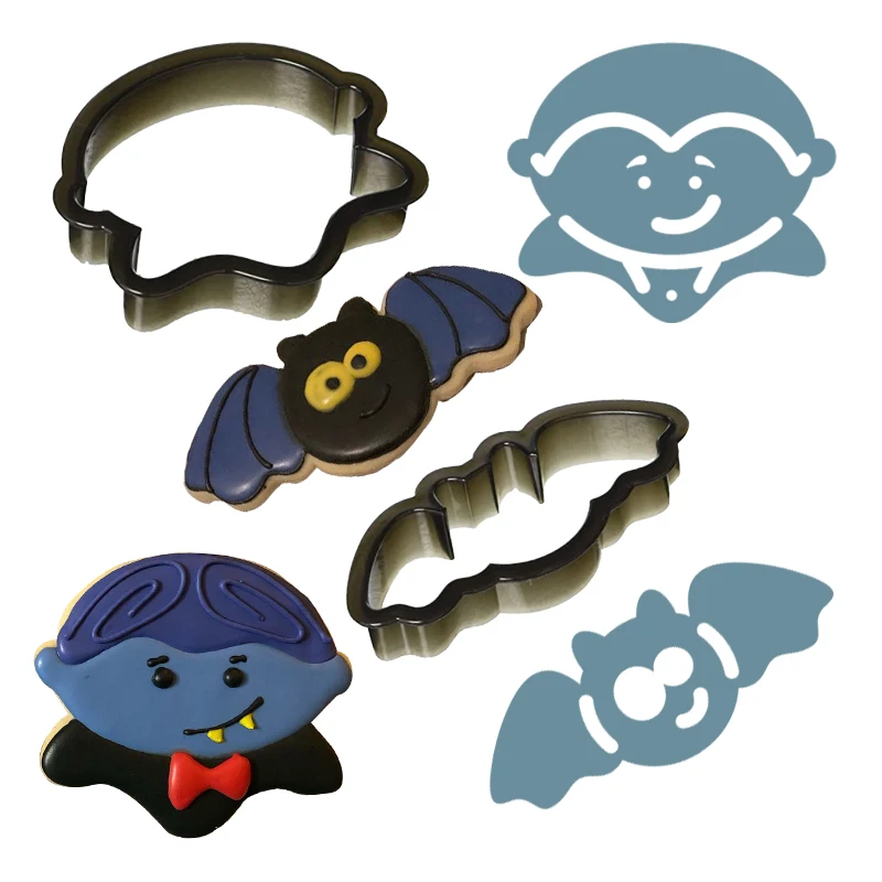 Halloween Zombie Tombstone Biscuit Fondant Dough Cutter Mold And Cookie Cutter Template Set For Royal Icing