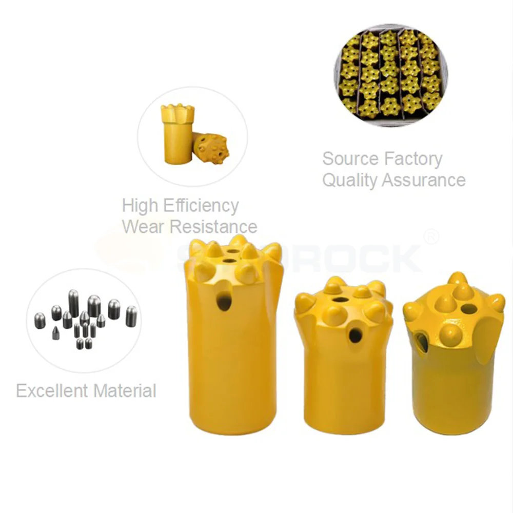 Rock Drill Tools 7° 11° 12° Taper Button Bit for Mining