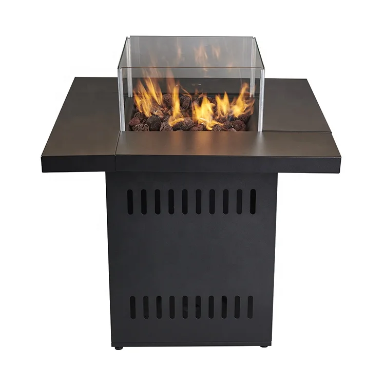 Outdoor Square Fire Pit Table Set Propane Butane Patio Gas Burner Fire Table