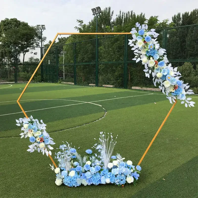 Other Wedding Flower Arch Backdrop Stand Metal Party Decorations Balloons Supplies Hexagon Flower Decor Background Outdoor