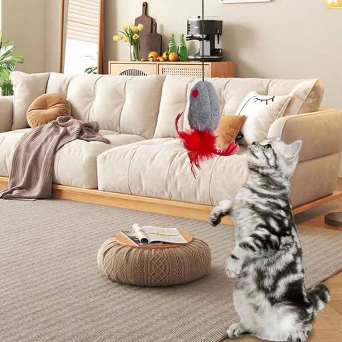 Door window hanging Sound Mouse retractable adjustable Cat teasing interactive toy