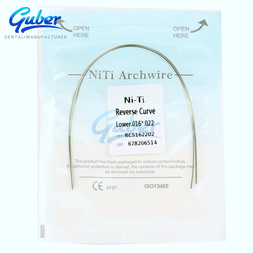 Manufacture Guber stainless steel material niti arch wires orthodontic wire super elastic niti arch wire round