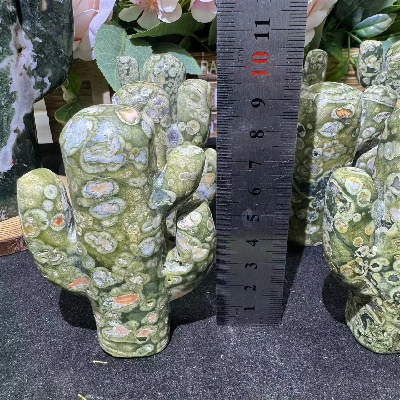 Wholesale Rainforest Jasper Carving High Quality Crystal Rainforest Jasper Cactus For Decoration