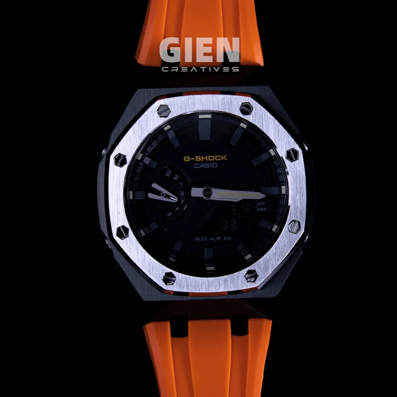 Gien creatives 2022 New IP black ga2110 Luxury 316L SS metal strap casioak mod for GA2100 4th case Gen Modified parts