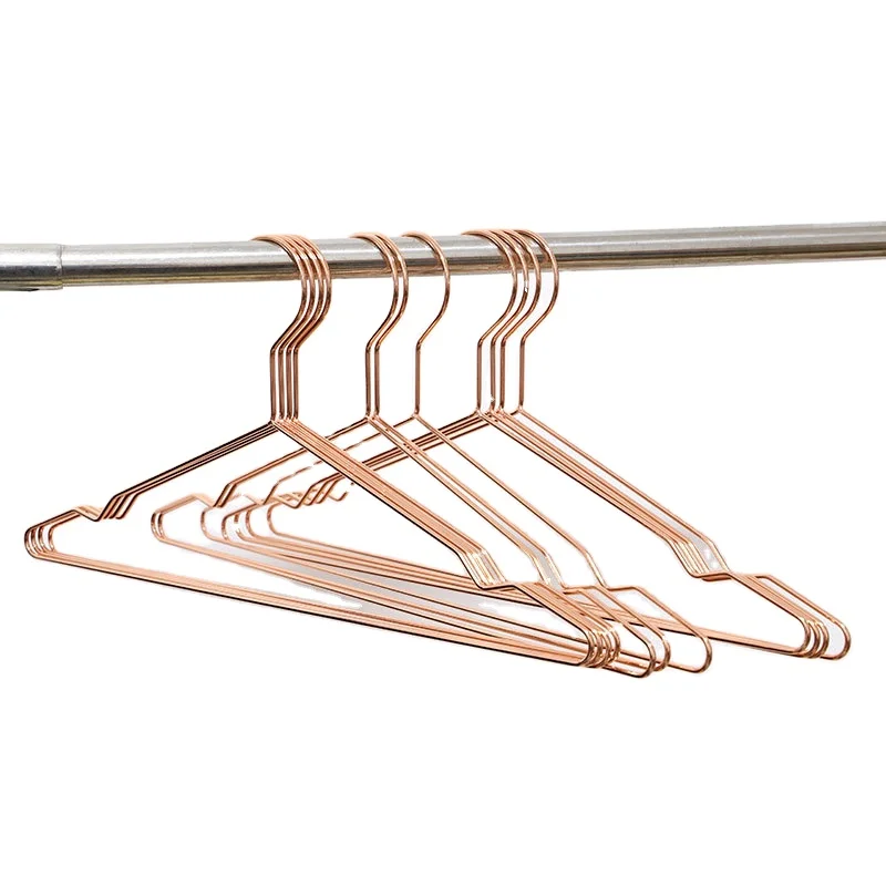 Rose Gold Household Clothes Rack Drying Rack Dry And Wet Metal Coat Hanger With Hook