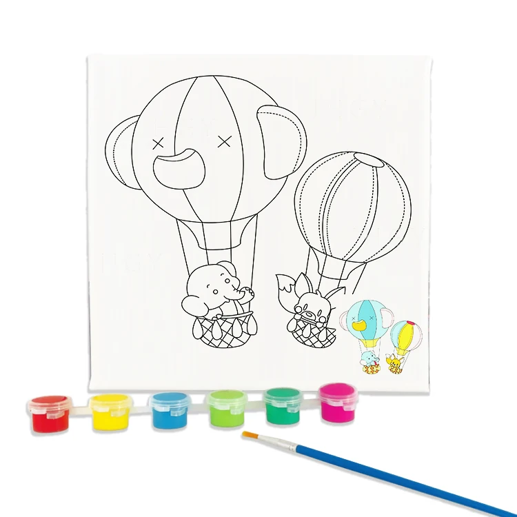 Children Educational Colouring Toy 20*20cm Diy Paintworks Painting Kits On Canvas With Frame For Kids