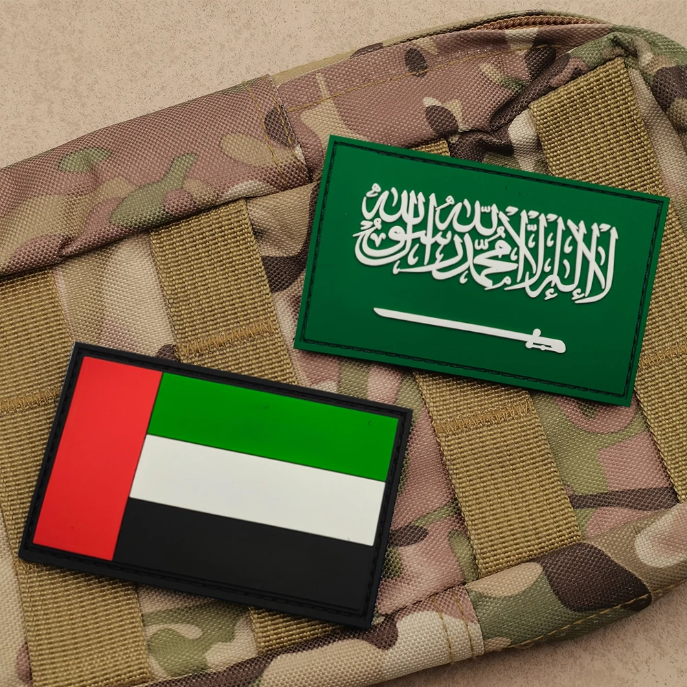 Asia National Flags Patch 3D PVC Clothing Rubber Kuwait Bahrain Oman Flag Patch For Bag Hat Tactical Uniform Decorate Applique
