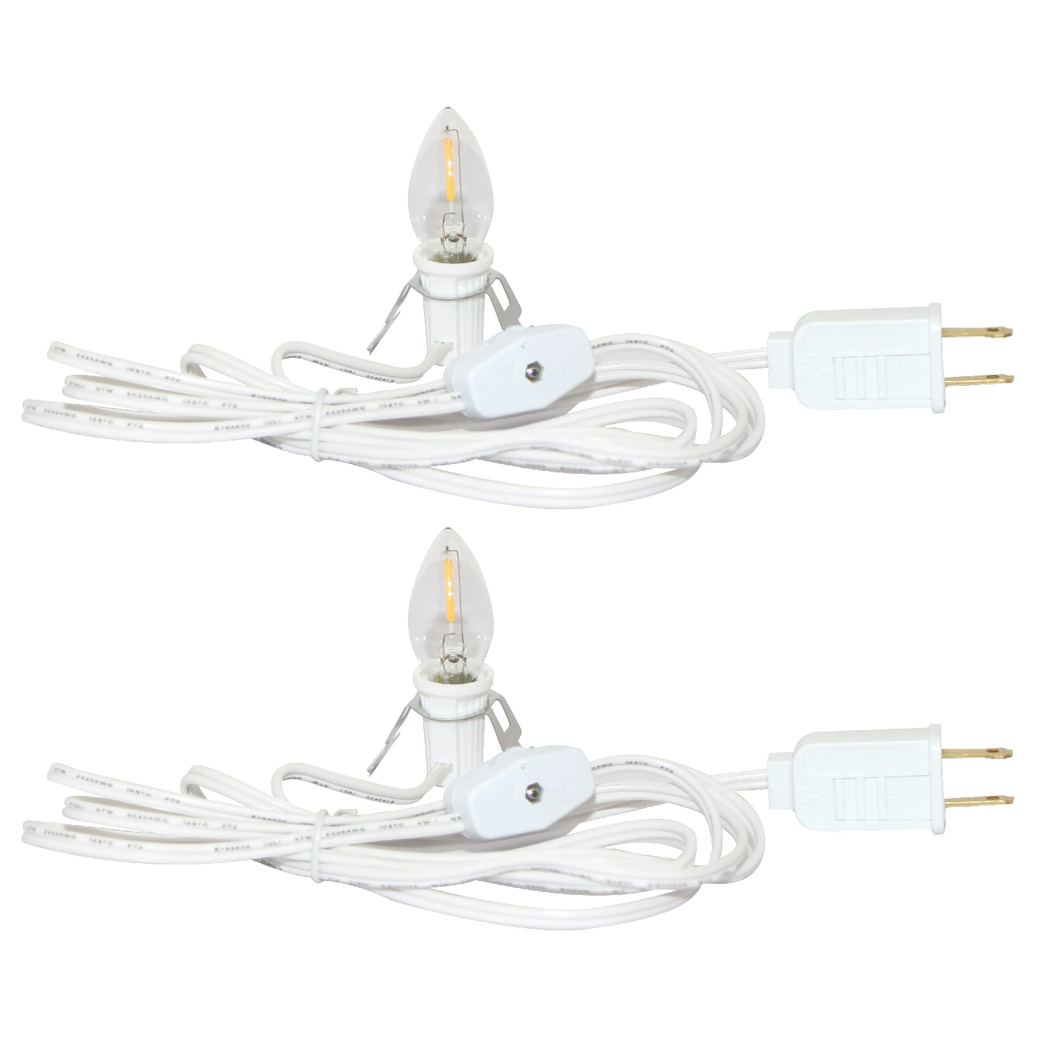 Accessory White switch lamp cord clip with c7 LED Light Bulbs cord