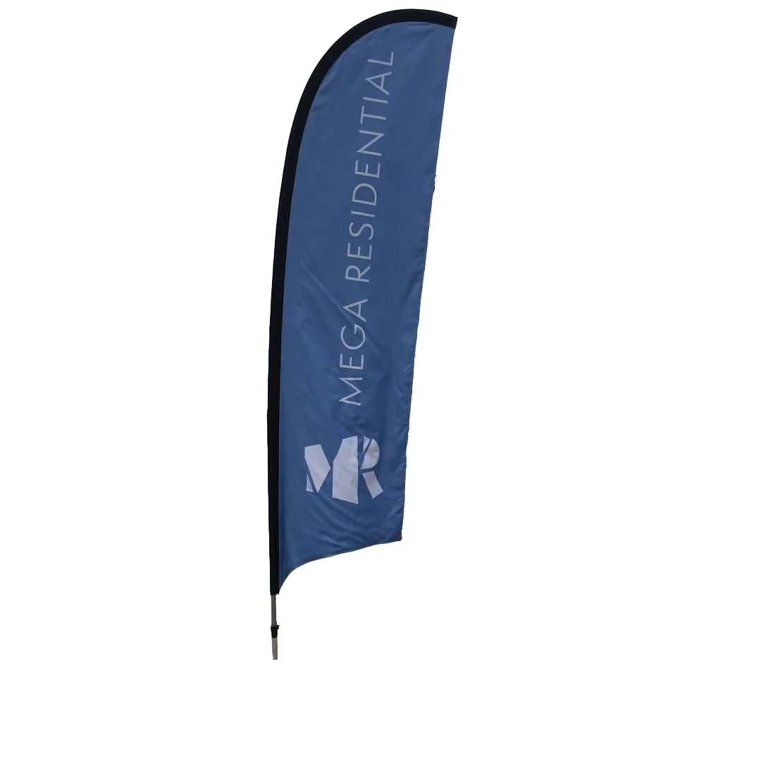 Premium Polyester Double Sided Teardrop Feather Shaped Beach Flags Banners For Trade Show