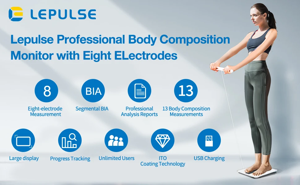 Lepulse P1 Digital Personal Bathroom Scale Smart Body Scale Smart Scale With Body Fat Weight Analysis