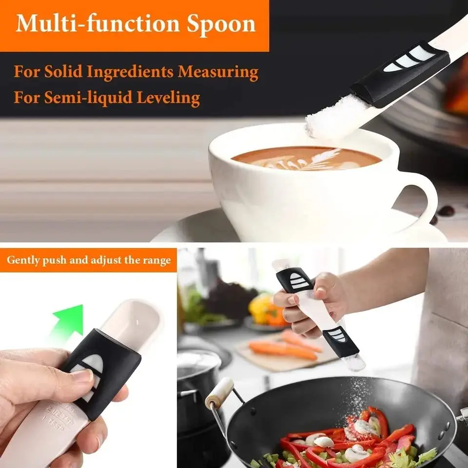 Double Ends Scale Multi-Stalls Adjustable Measuring Spoon scoop for Baking Cooking Coffee Bean Sugar Salt Powder