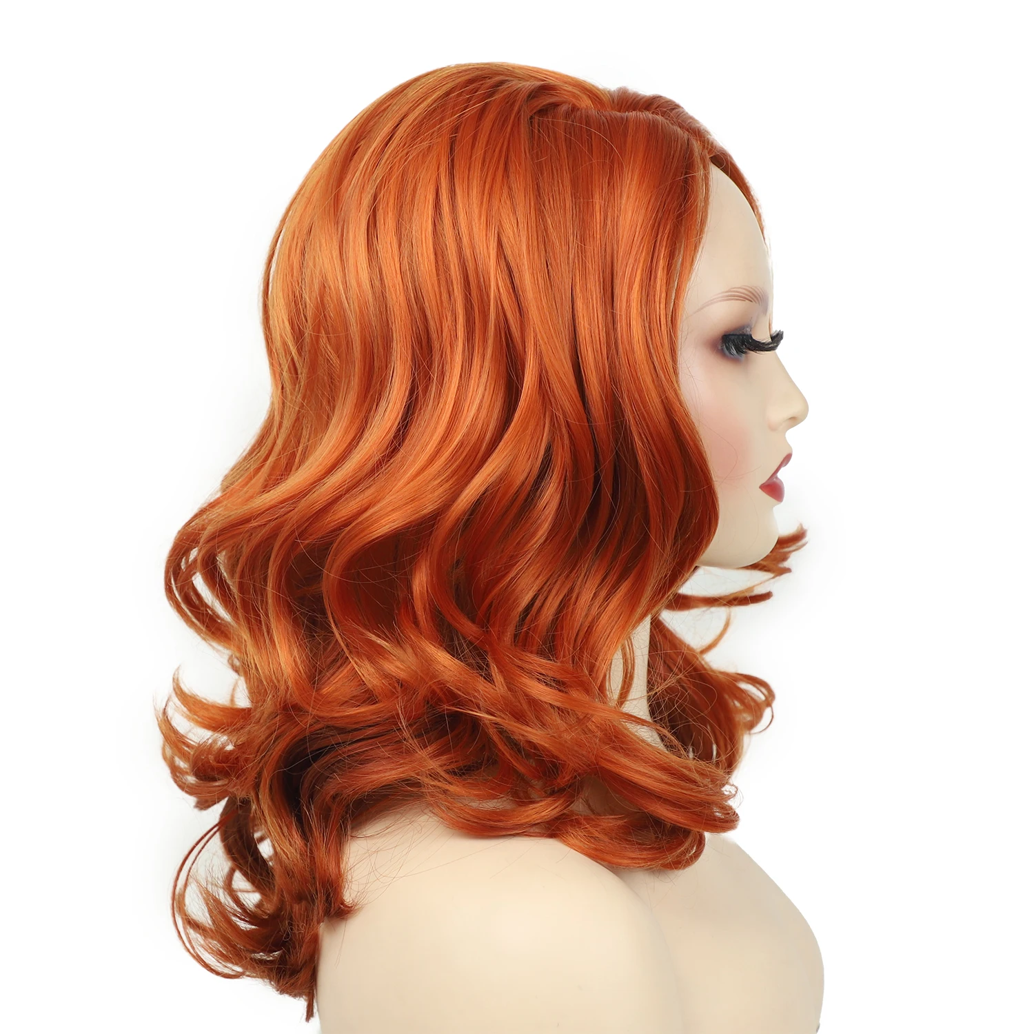 Wholesale Price Orange Colors Short Hair Synthetic Hair Wigs Cosplay Party Curly Wig for Women