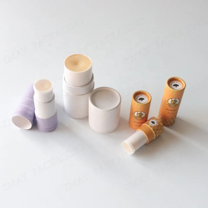 eco friendly  custom printed twist up paper tube lip balm cardboard round tube deodorant packaging